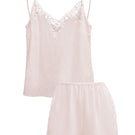 Pink Monogram Women's camisole set by MANITO, featuring comfortable pajama top and matching shorts with monogram design.
