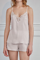 Pink Monogram women's camisole set by MANITO featuring a comfortable pajama top and matching shorts.