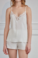 White Monogram Women's camisole pajama set by MANITO, featuring a soft, comfortable fabric and stylish design.