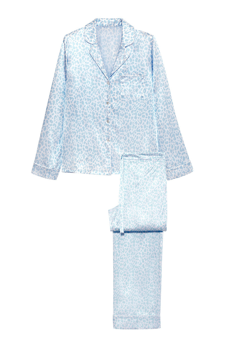 Blue women's pajama set by MANITO featuring a comfortable, relaxed fit with a soft fabric for cozy sleepwear.