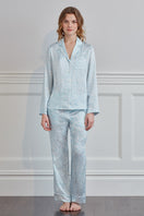 Blue Gentle Leo women's pajama set by MANITO, featuring soft fabric and comfortable fit for relaxed sleepwear.