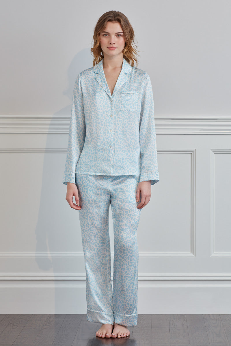 Blue Gentle Leo women's pajama set by MANITO, featuring soft fabric and comfortable fit for relaxed sleepwear.