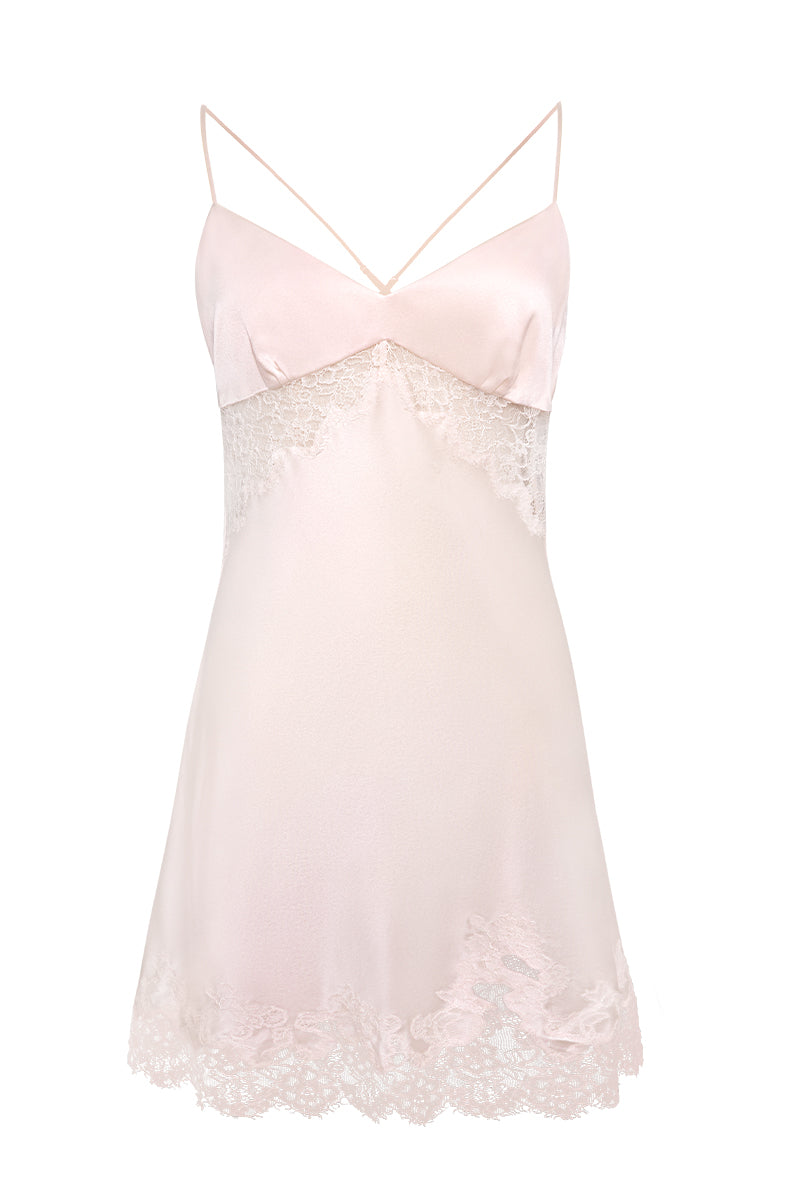 LATICA LACE-TRIMMED SLIP DRESS IN PINK - CULT MIA