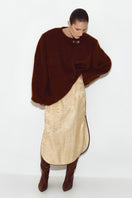 Brown Mohair jacket by Sayya featuring a stylish, cozy design, ideal for layering and adding elegance to winter outfits.