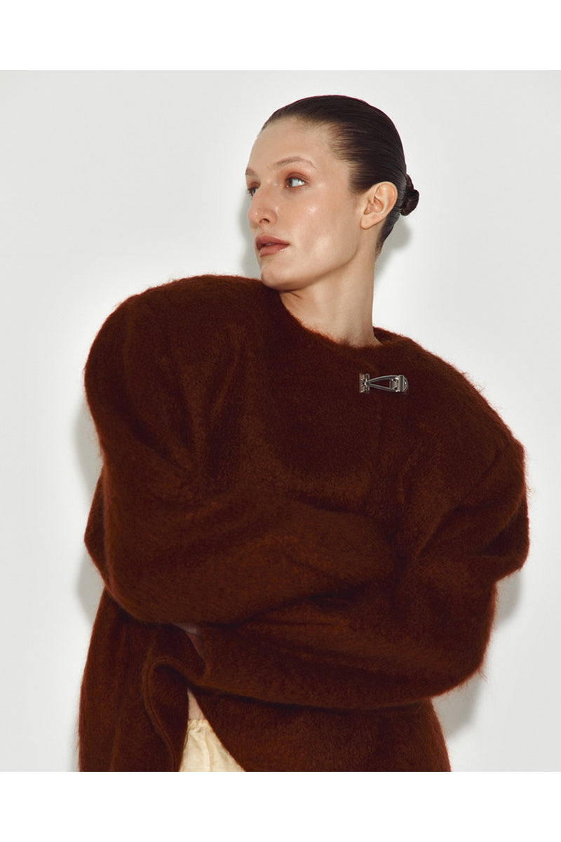 MOHAIR JACKET IN BROWN - CULT MIA