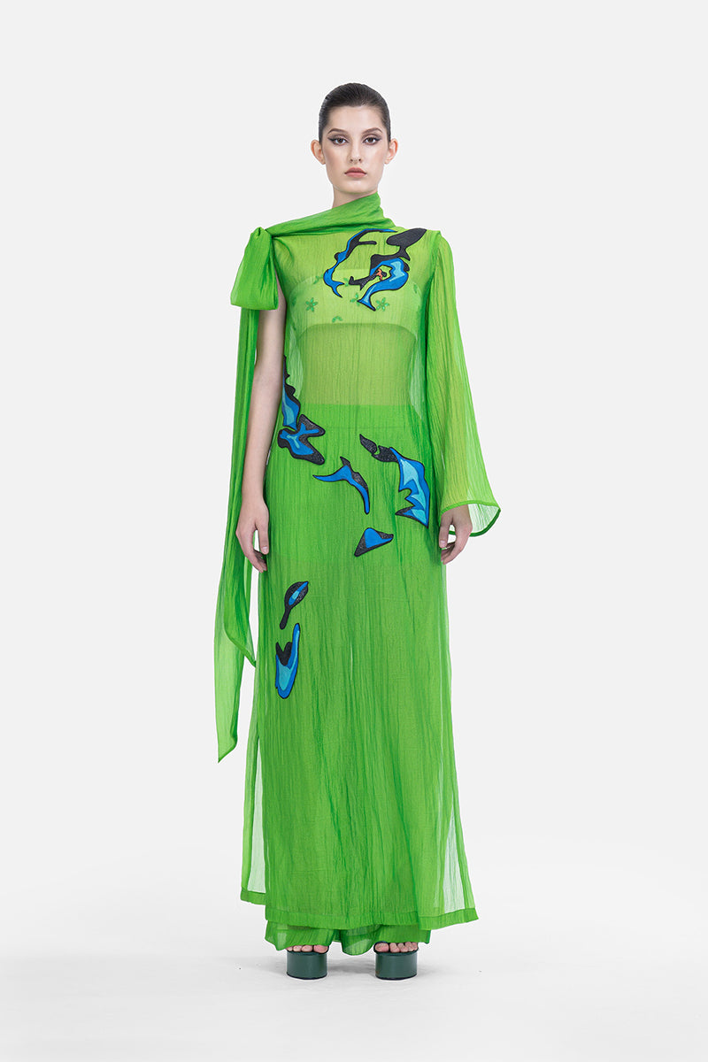 GREEN CONSTELATION GOWN | CULT MIA | Tiny Ink GREEN CONSTELATION GOWN | CULT MIA | Tiny Ink