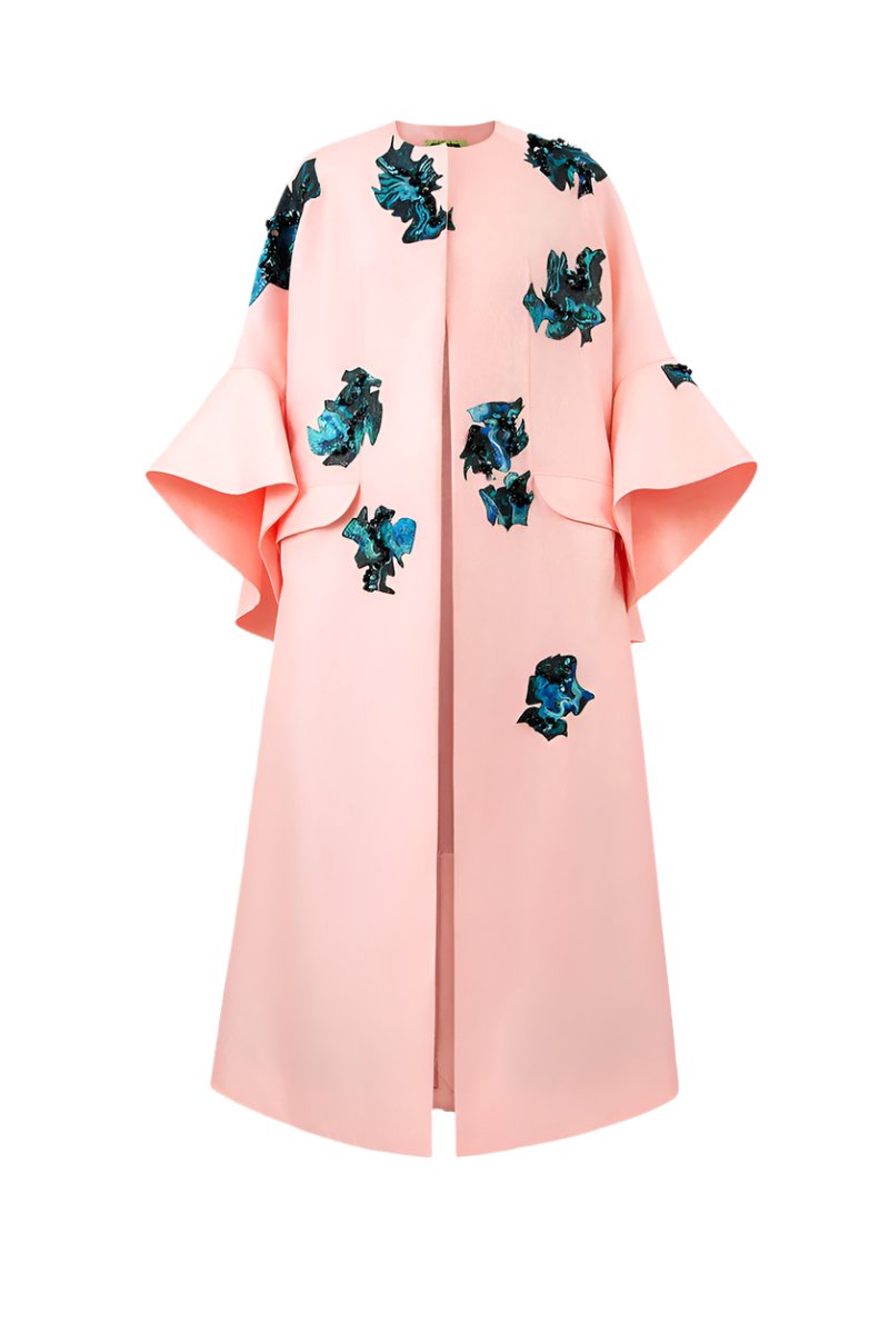 Pink Inner Blossom coat from Tiny Ink featuring a soft, lightweight design and subtle floral accents.