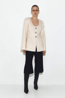 White Mohair jacket by Sayya, stylish lightweight outerwear with a soft, fuzzy texture, perfect for a chic, cozy look.