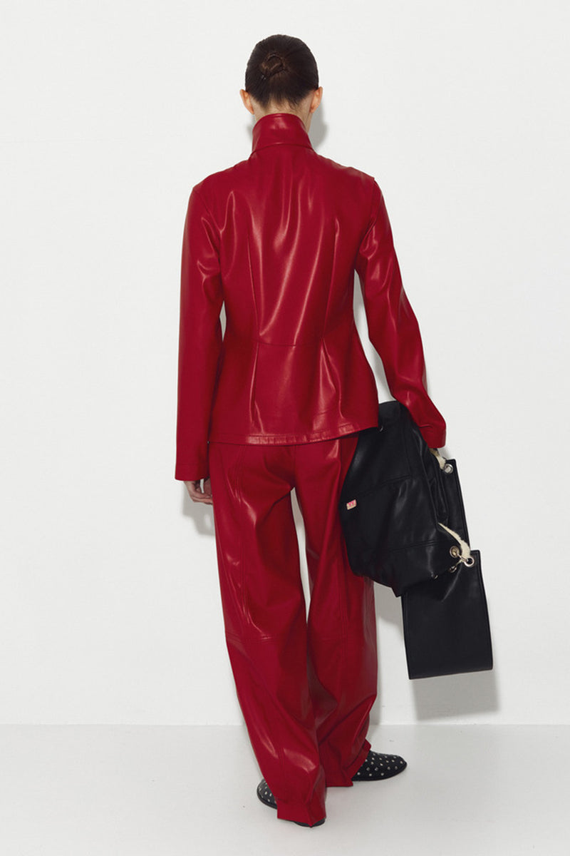 Red leather jacket from Sayya, stylish men's outerwear featuring smooth leather and a modern fit.