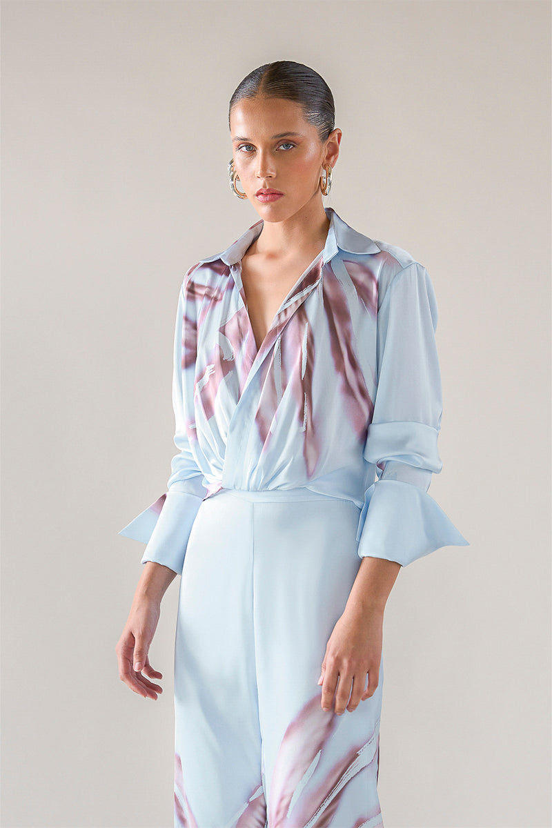 Baby blue Tinta Latina Sabana blouse, a stylish tops design with soft fabric and relaxed fit, perfect for casual wear.