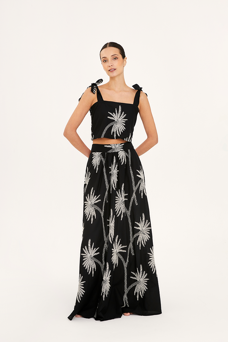 SAGO PALM CROP TOP IN BLACK