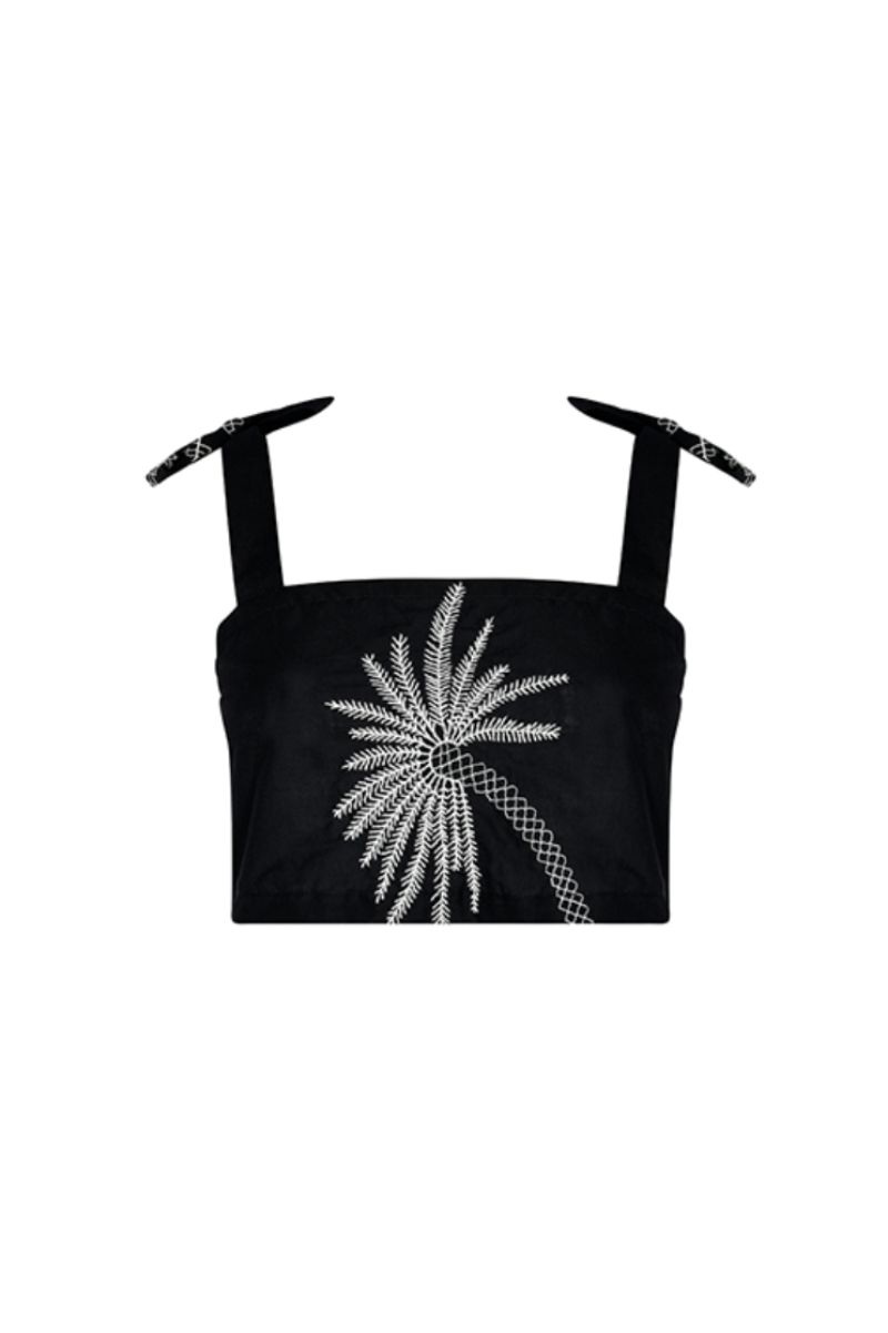 SAGO PALM CROP TOP IN BLACK