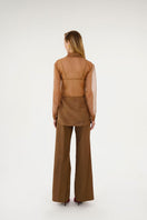 Sepia-colored MASTANI Maha Shirt made of organza fabric, featuring elegant design and lightweight, breathable material.