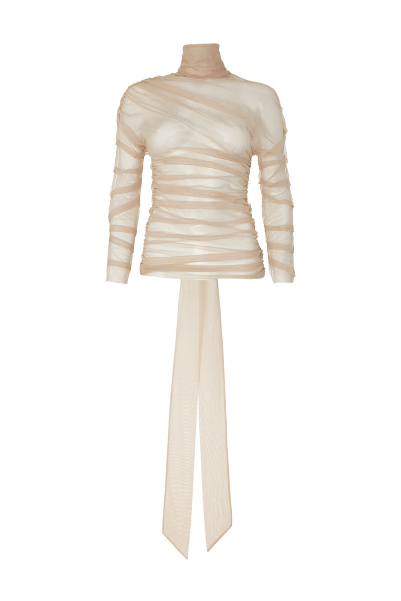 Peach Studio NK sand blouse, a stylish sleeveless top with a relaxed fit and soft fabric, perfect for casual or semi-formal wear.