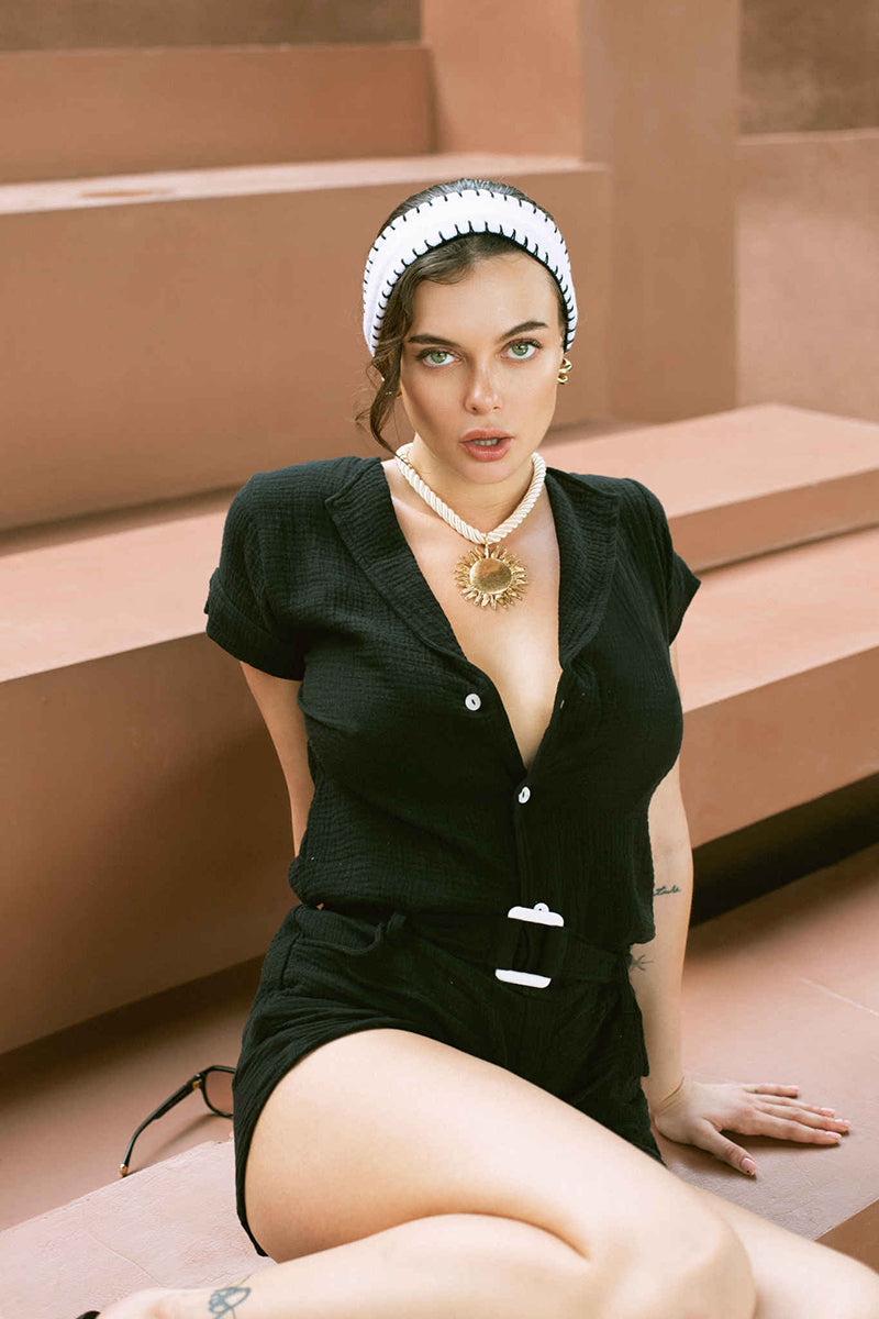 SANTA MONICA JUMPSUIT IN DC BLACK - CULT MIA