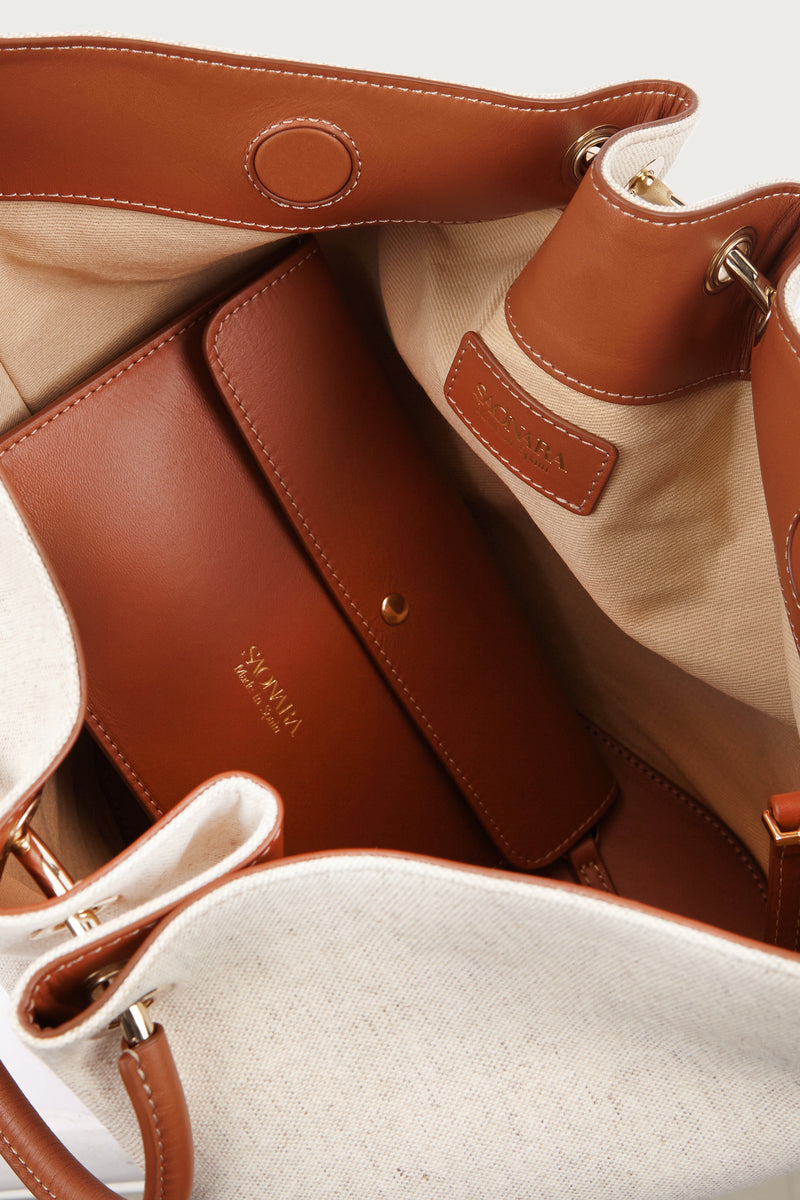 CAPAZO LINEN TOP HANDLE BAG - CULT MIA