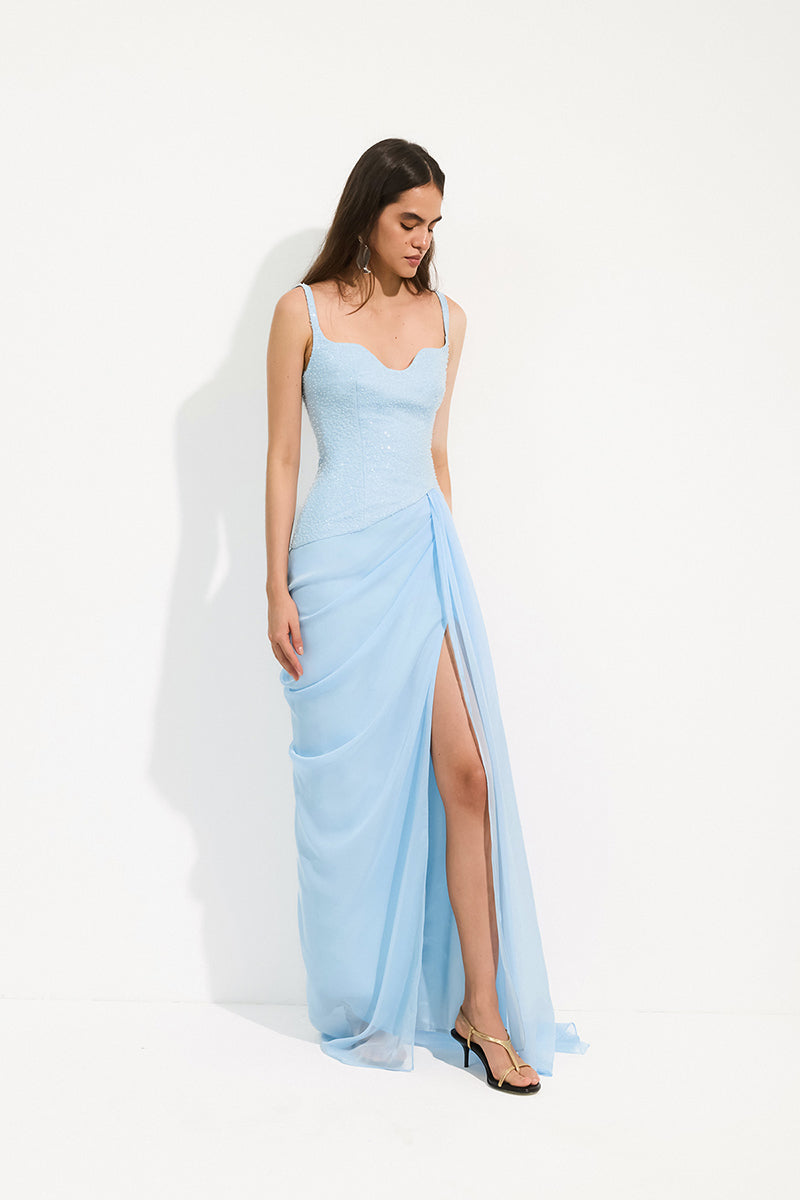 SAPHIRA MAXI DRESS IN SKY BLUE | CULT MIA