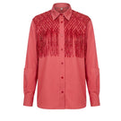 Mastani Saya fringed shirt in berry color, featuring fringed details and a stylish, casual shirt design.