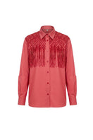 Mastani Saya fringed shirt in berry color, featuring fringed details and a stylish, casual shirt design.