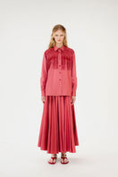 Mastani Saya fringed shirt in berry color, featuring a stylish design with fringe details on the sleeves and hem.