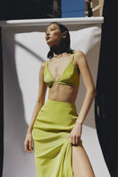 Sayya lime bustier top, stylish fitted sleeveless top with adjustable straps and sweetheart neckline, perfect for summer outfits.