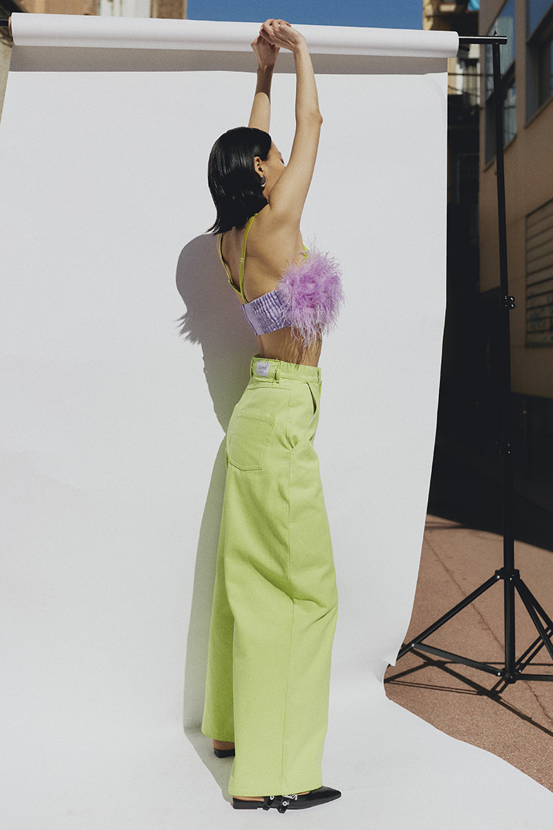 LIGHT GREEN JEANS - CULT MIA