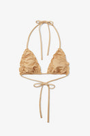 Gold Seaquelle bikini top and bottom set featuring a stylish design, perfect for beach or poolside wear.