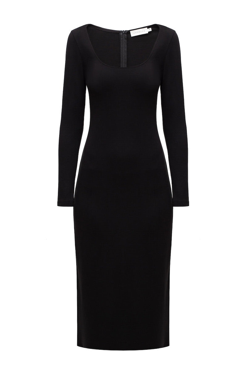 UNDRESS SELMA Black MIDI BODYCON DRESS