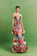 Le Thanh Hoa Mosaic Gown with intricate mosaic pattern, elegant long gown suitable for formal occasions.