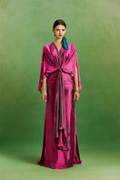 Le Thanh Hoa Ma Chau heritage gown, traditional Vietnamese dress with intricate embroidery and vibrant colors, displayed on a mannequin.