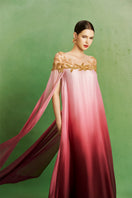 Elegant Dusk Rose Ombre gown by Le Thanh Hoa featuring flowing fabric and intricate design details.