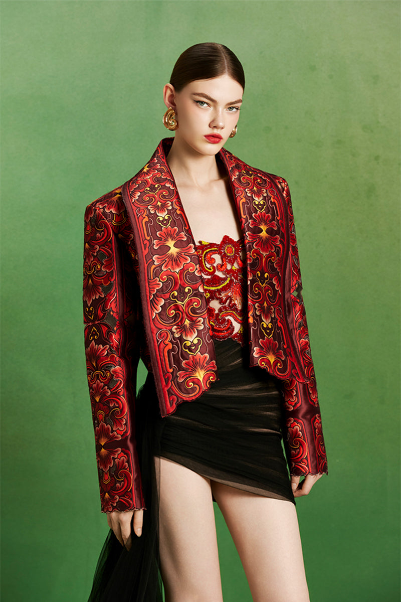 Le Thanh Hoa Imperial Edge Set mini dresses in stylish, elegant design displayed on a mannequin.