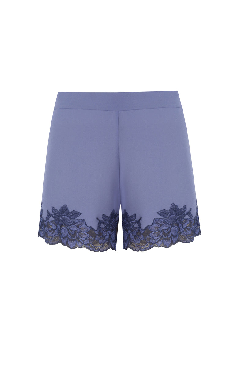 Bocan Couture Luna Silk lilac pajama cami and shorts set with silky fabric and relaxed fit, perfect for comfortable sleepwear.