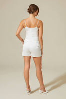 Bocan Couture Georgia Off White Cami and Shorts Pajamas set with sleeveless top and matching shorts, comfortable sleepwear ensemble.