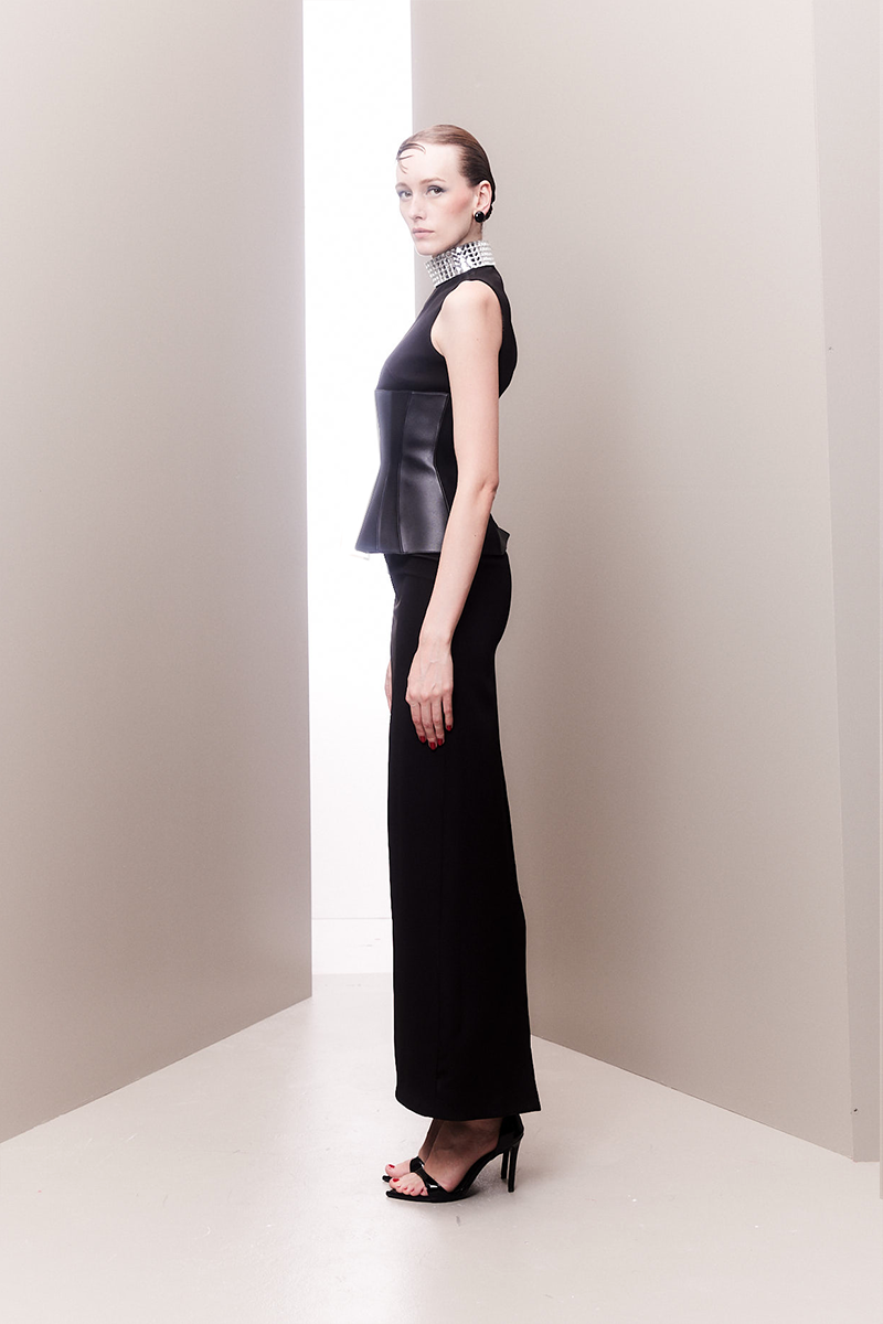 GLAMOUROUS MIRROR-EMBELLISHED GOWN WITH VEGAN CORSET BELT - CULT MIA