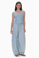 Seafoam Siena poplin pants by Rebecca Taylor, featuring a relaxed fit and tailored design, displayed on a neutral background.