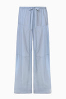 Seafoam Rebecca Taylor Siena Poplin Pants laid flat showing the relaxed fit and lightweight cotton fabric.