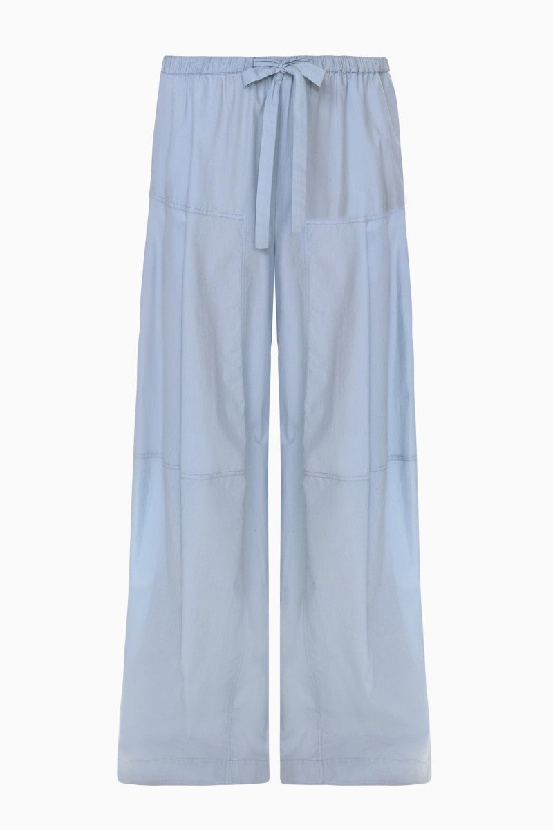 Seafoam Rebecca Taylor Siena Poplin Pants laid flat showing the relaxed fit and lightweight cotton fabric.