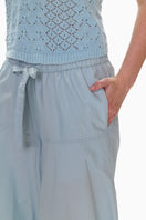 Seafoam Siena poplin pants by Rebecca Taylor with a relaxed fit and tailored design, shown on a model.