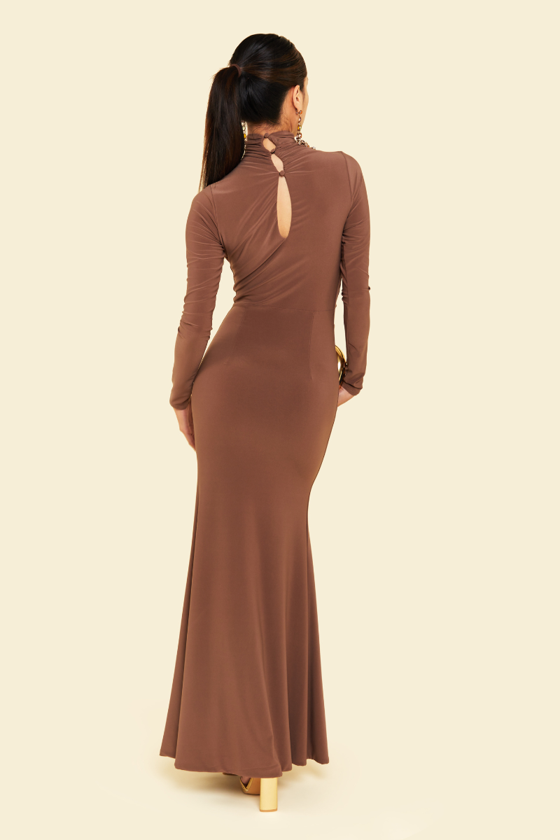 SILENE MAXI DRESS IN BROWN - CULT MIA