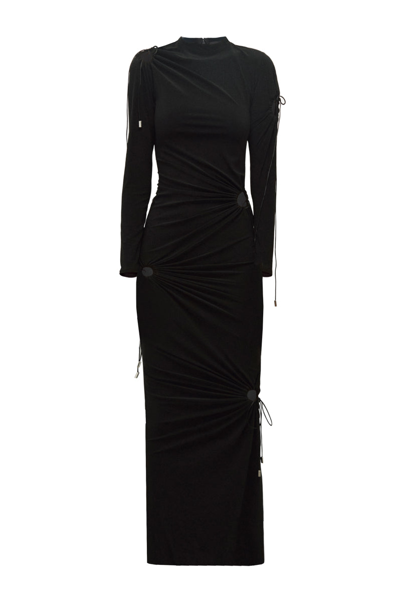 SILK KNITTED DRESS WITH CUT-OUTS