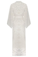 Silky Charlotte Robe by Bocan Couture, soft silky fabric with elegant design, shown hanging on a hook.