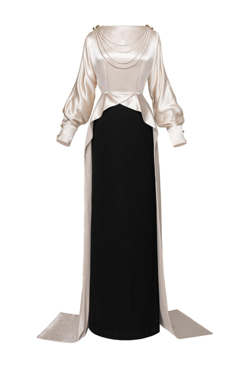 SILVA DRESS IN BLACK-BEIGE
