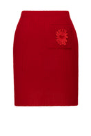 Red mini skirt from Liya featuring a fitted design and stylish length, perfect for casual or dressy outfits.