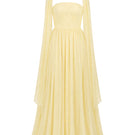 Yellow strapless gown by Joanna Andraos featuring a flowing silhouette and elegant design, shown in SKU_23.jpg.
