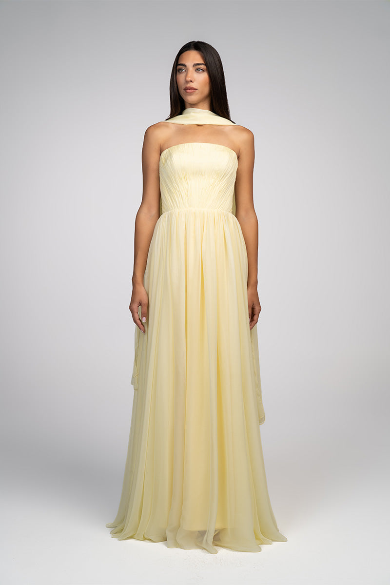BUTTER YELLOW STRAPLESS GOWN