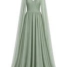 Elegant strapless Joanna Andraos gown with a flowing design and a detachable cape, showcased in SKU_46.jpg.