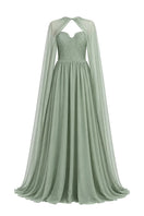 Elegant strapless Joanna Andraos gown with a flowing design and a detachable cape, showcased in SKU_46.jpg.