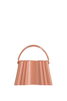 Touchless champagne silk clutch bag with elegant design, suitable for formal occasions, featuring a sleek and stylish appearance.
