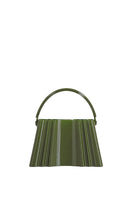 Touchless olive silk clutch bag, elegant evening accessory with a smooth silk finish and sleek design.